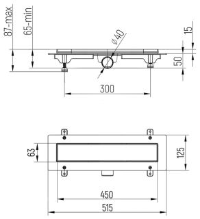 Душевой лоток Paini Klasik CH450KN с рамкой 45см хром глянец